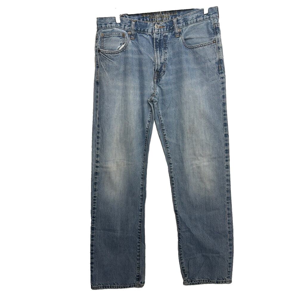 American Eagle Mens Original Straight Jeans Medium Wash Blue 33x32 Cotton